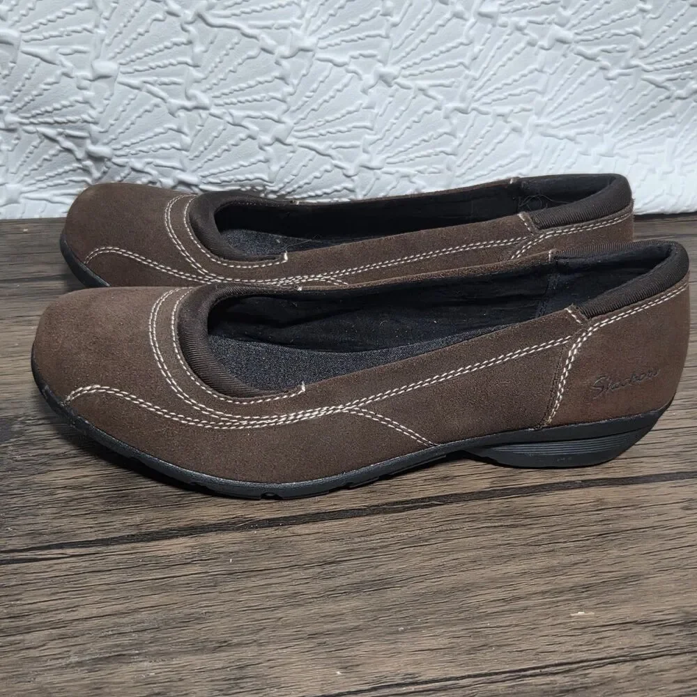 New Skechers Relaxed Fit Career-Girl Friday Shoes Womens 11 Brown Suede 48999